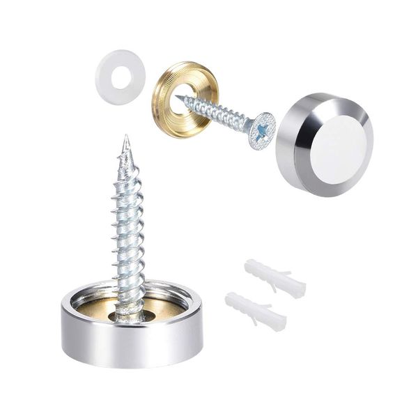 uxcell Mirror Screws Decorative Cap Cover Nails Polished Stainless Steel 16mm 4pcs