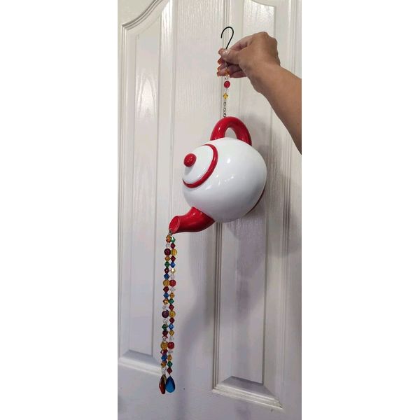 🫖 25"L Hanging WHIMSICAL RESIN TEAPOT Wind Chime Mobile Kitchen Garden Patio