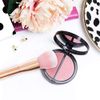 TRIXES Powder Brush - Blusher Blush -Professional Cosmetic Make Up Brush - Beauty Blender - Flawless Full Coverage - for Face Cheeks & Jawline - Rose Gold
