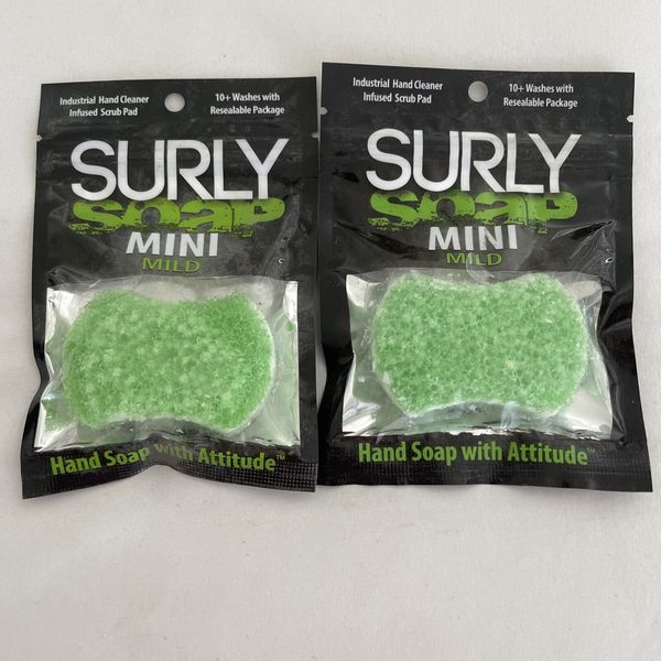 Surly Soap Mini Mild Hand Cleaner Scrubber 2 Bar Soap / New Sealed Package