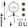 10" LED Ring Light Mini Stand Kit Dimmable Photos Studio Selfie Phone Live Lamp