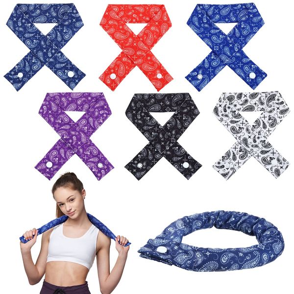 Xuhal 6 Pieces Cooling Neck Wraps Cooling Bandana Neck Cooler Ice Cool Scarf for Women Summer Outdoor Sport Activity (Cashew)