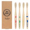 Sea Turtle Plant-Based Bristles, Bamboo Toothbrushes, Soft Natural Toothbrush for Kids, 4 Pack