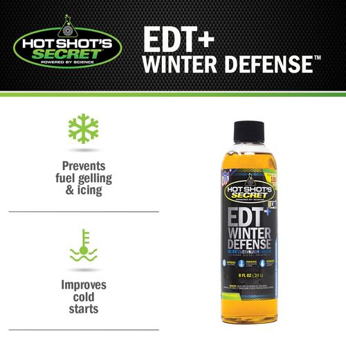 Hot Shot's Secret EDT+ Winter Defense 8oz, 7-in-1 Anti-Gel Diesel Fuel Additive – Prevents Gelling, Protects Fuel System, Diesel Additive Improves Cold Starts, Boosts Cetane