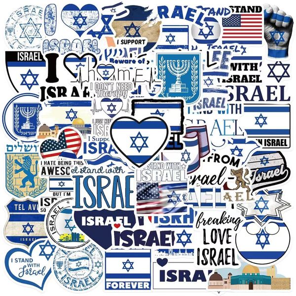 50PCS Israel Stickers,Stand with Israel Stickers,Israel Flags Decal,Waterproof Vinyl Israel Stickers for Bumper Water Bottle Car Decal