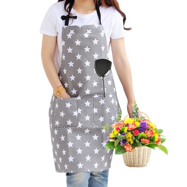 kuou Fashion Star Apron for Women Girls, Adjustable Apron with 2 Pockets for Home Kitchen Cooking Baking BBQ Gardening,Mother's Day Birthday Gifts for Mum Wife Girlfriend