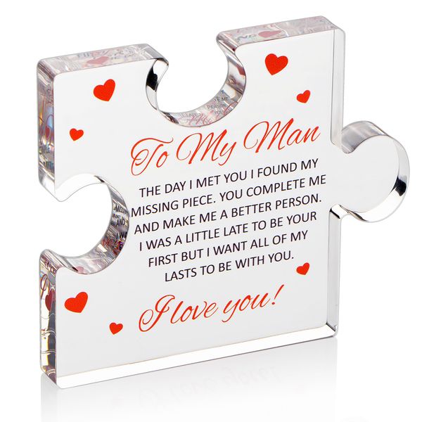 Valentines Day Gifts for him - Engraved Acrylic Block Puzzle - Gifts for Him - Anniversary Present for Husband - Fiance Birthday Gifts, Valentines Day Gifts for Boyfriend - Cool Wedding Couple Gifts