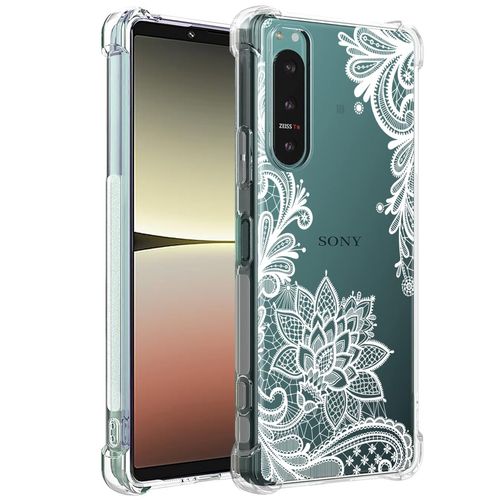 Sidande Case for Xperia 5 IV Case, Sony 5 IV XQCQ62B-GC Case for Girls Women, Clear Floral Soft Flexible TPU Slim Phone Protective Case Cover for Sony Xperia 5 IV Mandala