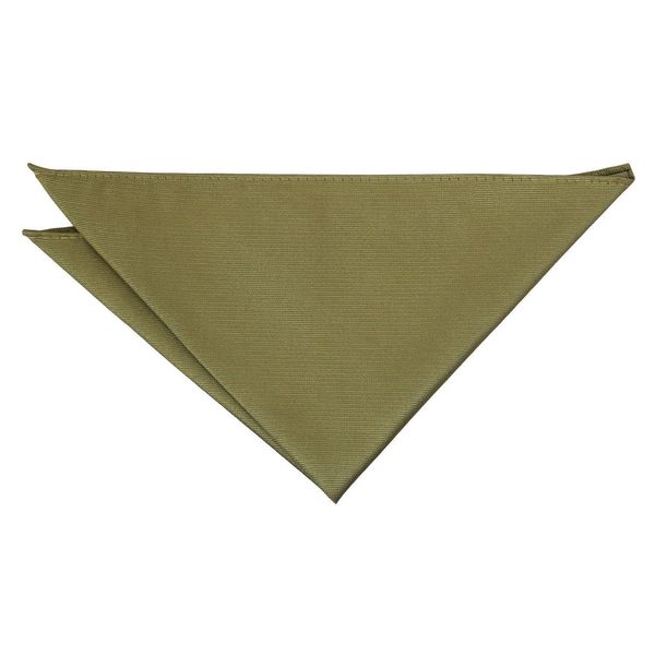 DQT Plain Twill Wedding Pocket Square Handkerchief - Olive Green