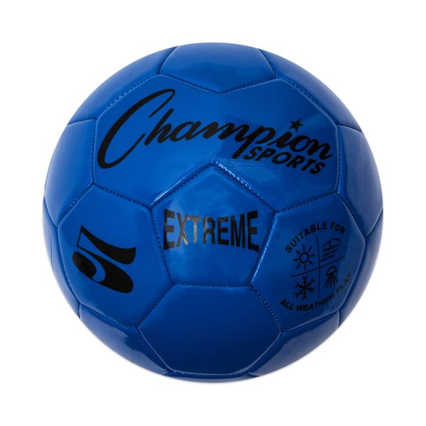 Champion Sports Extreme Series Soccer Ball, Regulation Size 5 - Collegiate, Professional, and League Standard Kick Balls - All Weather, Soft Touch, Maximum Air Retention - for Adults, Teenagers, Blue