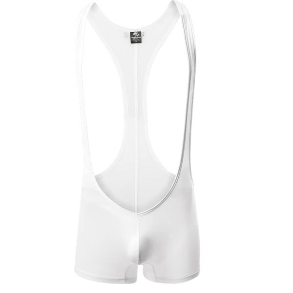 Juflam Bodysuit mit Leopardenmuster für Herren Wrestling Singlets Leotard Gym Unterwäsche (WH41-weiß, Medium)