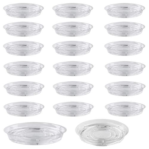 UltraOutlet 20 Pack 6 Inches Clear Plastic Plant Saucer Drip Trays Small Plant Plate Dish for Indoor Flower Pots and Planters, Bulk