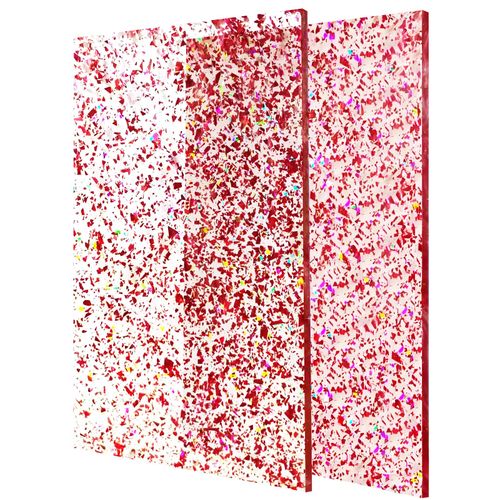 FaeliKnise 1/8" Thick Glitter Acrylic Sheets Transparent Confetti Sparkly Acrylic for Laser Cutting and Engraving & Crafts(12x 8, Pink, 2)