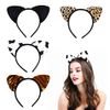 VIKSAUN 4 Pcs Soft Fabric Headband Set, Alice Cat Ears, Leopard Print, Cow, Tiger Stripes Hair Hoops for Cosplay, Anime, Holiday Events, Fancy Dress, Dance Recitals,Mardi Gras Halloween (4 Pcs)