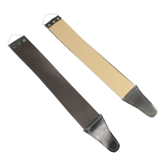 TorSor 2 Pack Straight Razor Strop Sharpener Strap Sharpening Strops Belt Leather Canvas Knife Barber Shave Cut Folding Shaving Knives Chisels Blade Tool for Starter Beginners