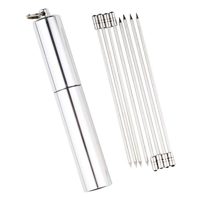 Hors D'oeuvres Pin Cocktail Pin Set of 8 Stainless Steel with Case Cocktail Stick Cocktail Picks Bar Tool 11cm