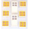 LEGO 6 White Window Frames with Yellow Panes and 2 White Doors
