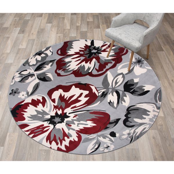 Rugshop Round Carpet Modern Floral Design Rug Round Area Rugs Living Room Rugs