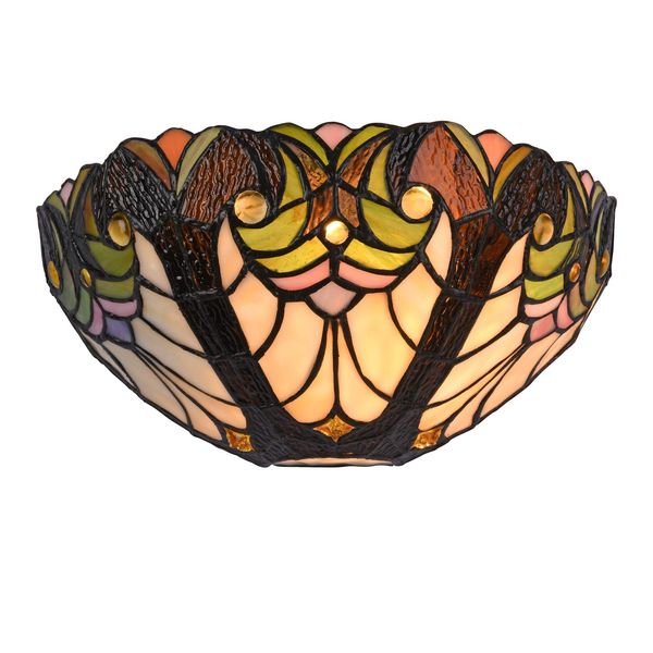 Cotoss Tiffany Sconces Lighting, Victorian Tiffany Style Wall Light, 12 Inch Wide Stained Glass Sconce, 1-Light Stained Glass Wall Lamp WS124280CB