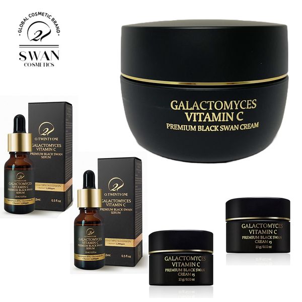 3 kinds set O2NE1 Galactomyces Vitamin C Premium Black Swan Cream 50g 15g 2ea Serum 15ml 2ea