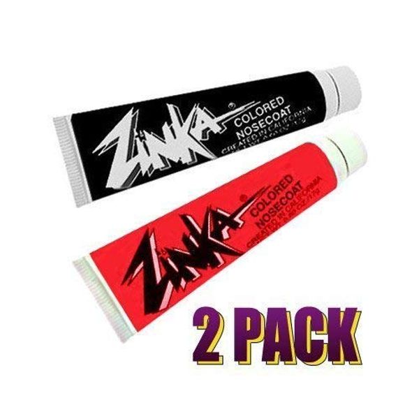 Zinka Colored Sunblock Zinc Waterproof Nosecoat 2 Pack Bundle - Black Red