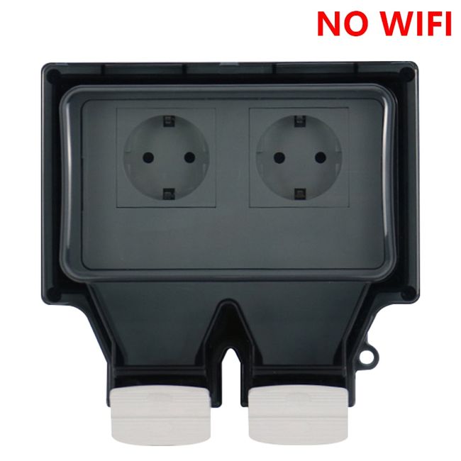 Smart Waterproof Socket Plug Outdoor Double Timer Wifi Connected Electrical  IP66