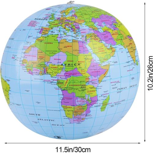 SHATCHI Inflatable World Globe Earth Map Geography Teacher Aid Ball Toy Gift 40 cm,Blue