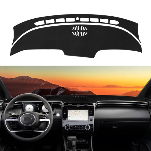 Rilsen Dashboard Cover Mat Custom Fit for Hyundai Santa Cruz 2022 2023 2024 Dash Cover Nonslip Dash Mat Protector Sunshade No Glare Black (Not Fit 12.3-inch Screen) (2 pcs)