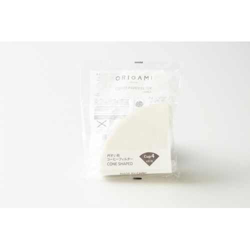KI ORIGAMI COFFEE PAPER FILTER Cup4 Coffee Filter, 4 Cups, 100 Pieces, Conical Shape, Made in Japan