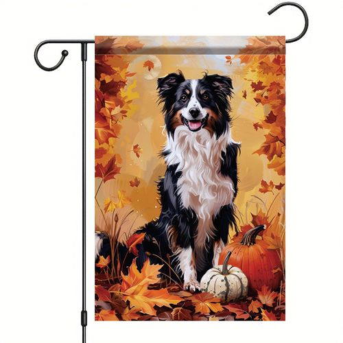 Starlit Patio Thanksgiving Fall Garden Flag Australian Shepherd Dog Flag 12x18 Inch Double-Sided Pumpkin Leaf Yard Banner Autumn Outdoor Decor for Porch Lawn Pathway Dog Lover Gift