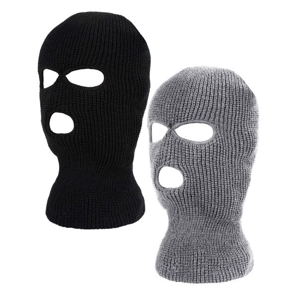 WILLBOND 2 Pieces Knitted Full Face Cover 3-Hole Ski Mask Winter Balaclava Face Mask for Adult Supplies