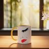Eye Lashes In Vogue Red lipstick Ceramic Mug, Yellow/White