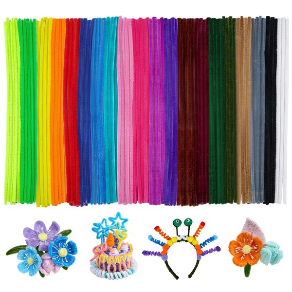 Ainiv 200 Stück Pfeifenreiniger Bunt zum Basteln, 20 Farben Pfeifenreiniger Chenilledraht Lang 30cm X 7mm, Pfeifenputzerdraht für Handwerk Dekorationen, Pipe Cleaner Basteln für DIY Handwerksprojekte