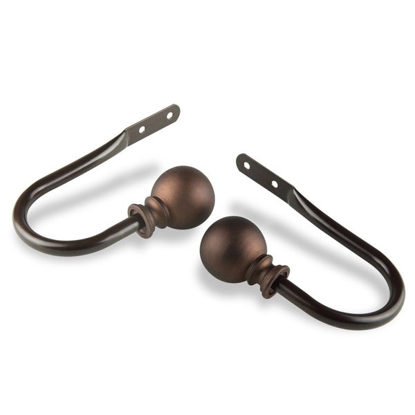 Home Decorative Luna Finial Curtain Holdback Hook Pair Cocoa