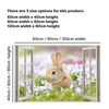 Easter Wall Sticker - Rabbit Photograph Open Window Art Decal (90cm Width x 60cm Height)