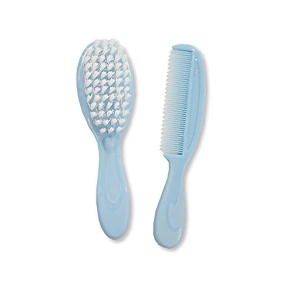 Babies Soft Bristle Brush & Fine Tooth Comb Set - Blue