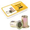 Rivet Nuts,100Pcs 1/4-20 SAE Rivet Nuts,Zinc Plated Carbon Steel Rivet Nut Flat Head Threaded Insert Nutsert