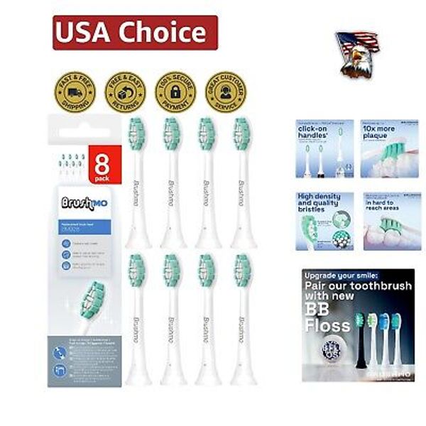 8-Pack Philips Sonicare Compatible Toothbrush Heads for Superior Gum Health