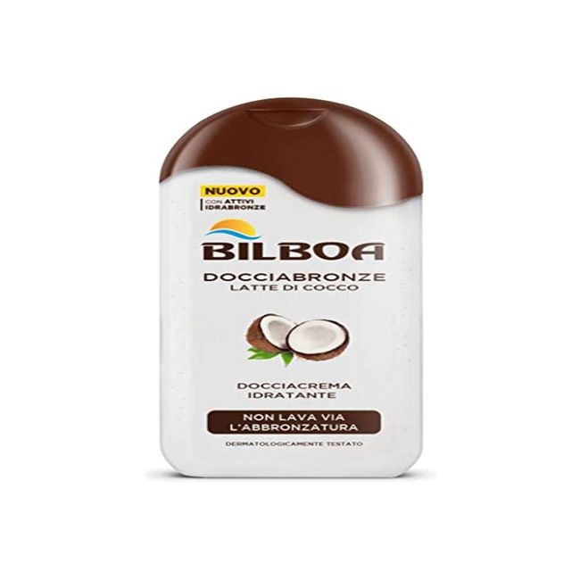 Bilboa, Feuchtigkeitsspendende Duschcreme mit Kokosmilch für Körper und Haare, spendet der Haut Feuchtigkeit und befreit die Bräunung, dermatologisch getestet, 220 ml