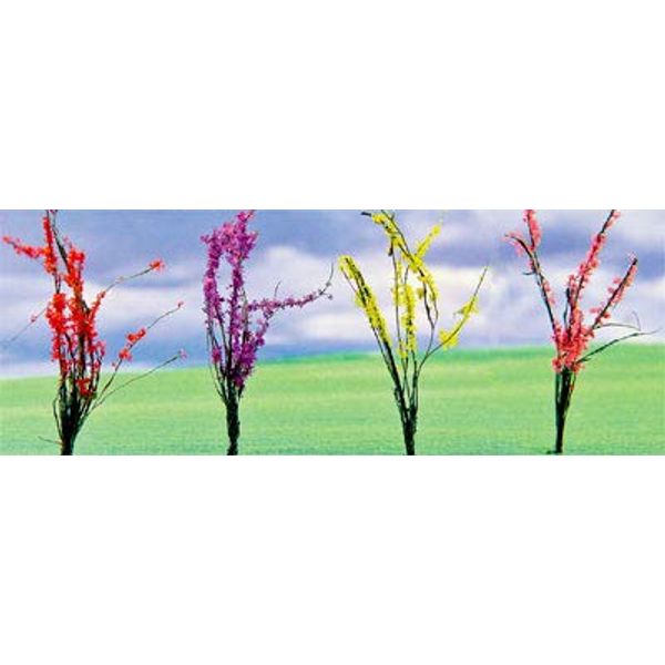 JT Flower Bushes Assorted, 1" to 1-1/2", O-Scale, (32 pack)