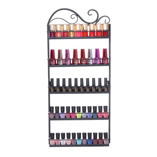 ERYTLLY Organizer Wall Mounted Rack, Holder ,Stand, Rectangle Storage Organizer, Salon Nail Polish Shelf Organizer (Black- 1 Pack)