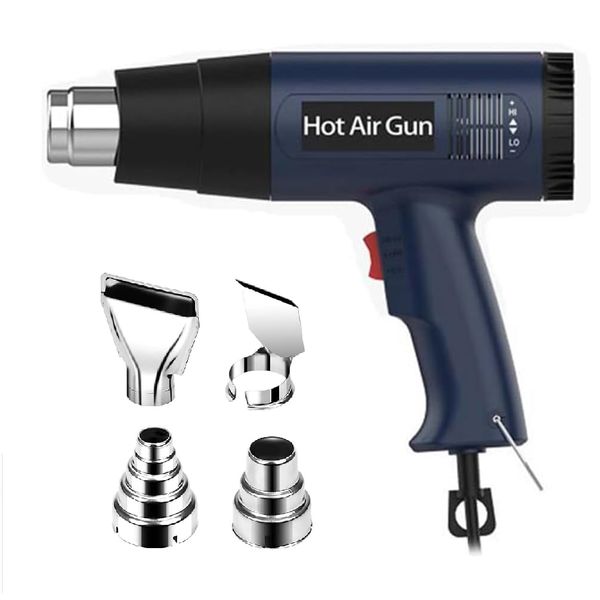 Heat Gun, 2000W Professional Hot Air Gun 50℃- 600℃ Variable Temperature Control with 3-Temp Settings, Overload Protection, Double Heating Wire Fast Heating