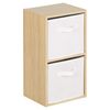 Hartleys 2 Tier Oak Cube Unit - White Storage Boxes