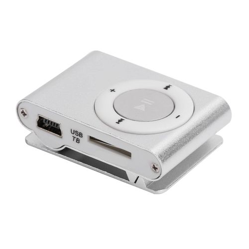 Portable Mini Music Player Lightweight BackClip Sports MP3 Player Long Battery Life Aluminum Alloy (Silver)