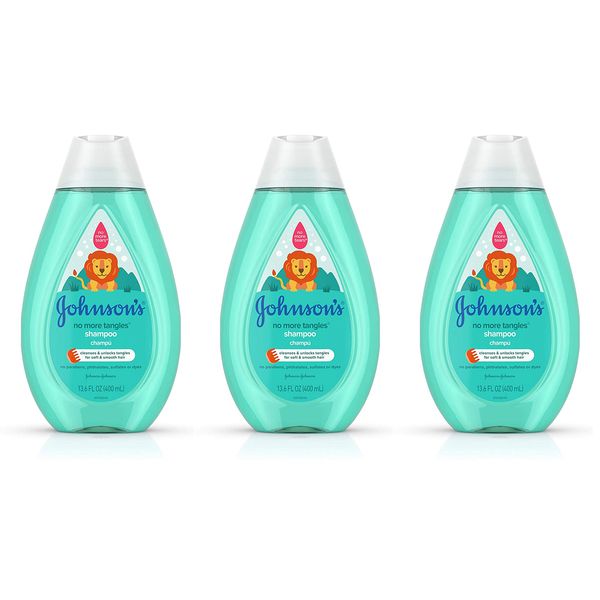 Johnson's No More Tangles Detangling Shampoo for Toddlers and Kids, Gentle No More Tears Formula, Hypoallergenic and Free of Parabens, Phthalates, Sulfates and Dyes, 13.6 fl. oz (Pack of 3)