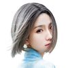 TefuRe ST-9015BLK-GRY Wanren Wig, Full Wig, Short, Straight, Bob, Heat Resistant, Natural, Center Dividing, Wig Net Included, Gradient Model, One Ren Straight, Short, Black x Gray