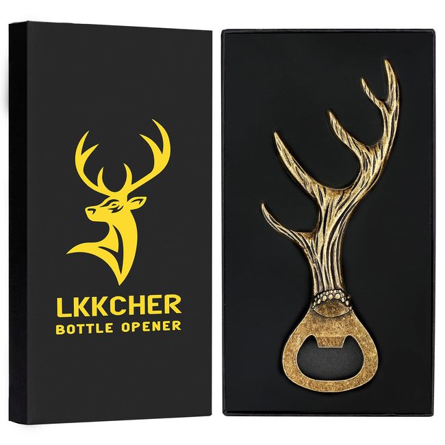 LKKCHER Hirschgeweih Geschenke, Geburtstagsgeschenk für Frauen Männer, Bierflaschenöffner, Weihnachtsgeschenke für frauen Männer, Personalisierte Geschenke für Jäger, Fraue, Männer, Mama, Papa, Vater