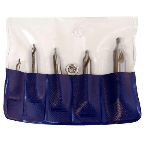Cleveland C00944 5 Piece High Speed Steel Countersink and Drill/Countersink Set, Uncoated (Bright) Finish (Pack of 1)