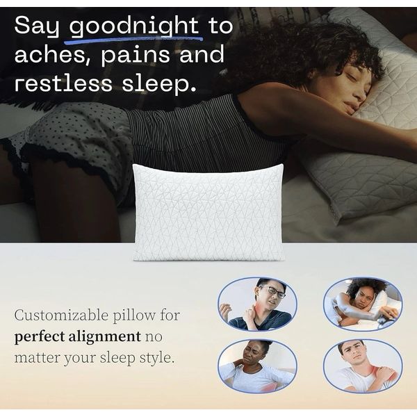 Coop Home Goods Original Adjustable Pillow, Queen Size, Memory Foam New