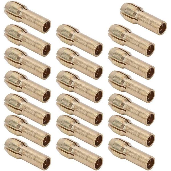 CTRICALVER 20 Pieces Brass Drill Chuck Precision 0.02 - 0.13 inch (0.5 - 3.2 mm) Brass Collet Drill Chuck Fit Rotary Tool Collection Chuck Holder Electric Grinding Drill